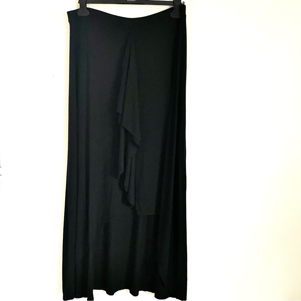 White House Black Market Stretch Jersey Convertible Ruffle Midi Skirt Size L EUC
